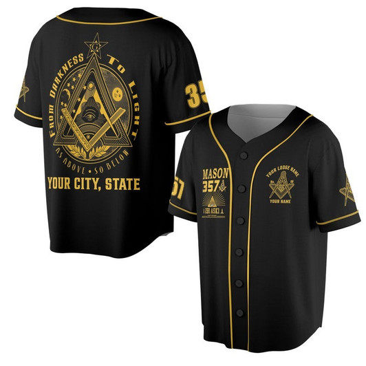 Customize Lodge Name, Name and Number 2B1 ASK1 Freemasonry 3D Baseball Jersey Shirt Size S-5XL