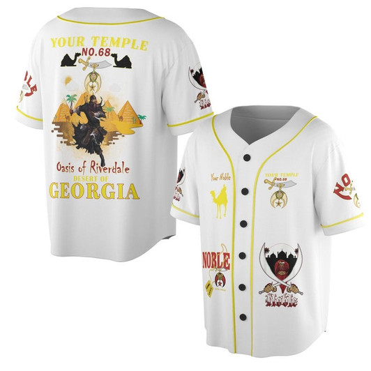 Personalized Temple Name Nobles Mystic Shrine AEAONMS Desert Pyramid Freemasonry 3D Baseball Jersey Shirt Size S-5XL
