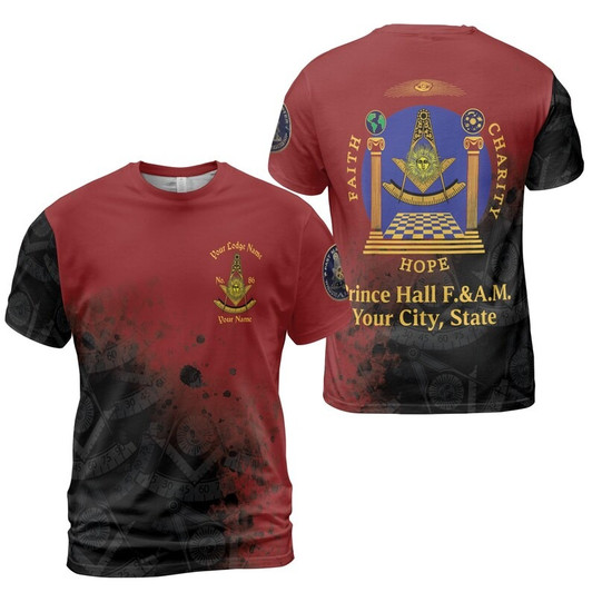 Personalized Name Past Master F&AM PHA Faith Hope Charity Freemason 3D T-shirt Size S-5XL