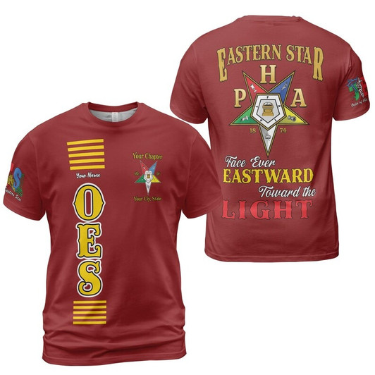 Personalized Name OES Order of Eastern Star Face ever EASTWARD toward the LIGHT 3D T-shirt Size S-5XL
