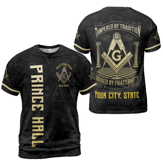 Customize Name Lodge Name Prince Hall PHA Tampered byTradition Freemasonry 3D T-shirt Size S-5XL