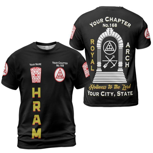Custom Chapter Name Holy Royal Arch Masonic Keystone York Rite Freemasonry 3D T-shirt Size S-5XL