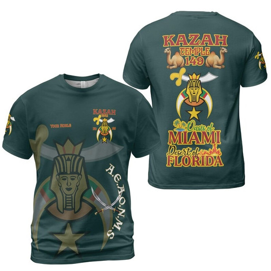Personalized Temple Name NOBLE of the Mystic Shrine AEAONMS Freemasonry 3D T-shirt Size S-5XL