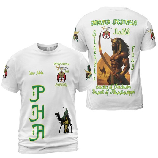 Custom Temple Name Nobles Mystic Shrine AEAONMS Strength & Fury Freemasonry 3D T-shirt Size S-5XL