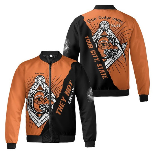 Personalized Lodge Name Freemasonry Masonic Blue Lodge They Not Like US 3D Bomber Jacket Size S-5XL