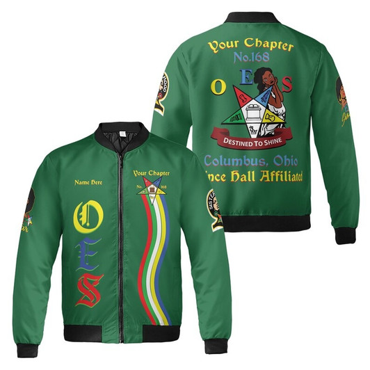 Custom Chapter Name OES Order of the Eastern Star Masonic Destined To Shine 3D Bomber Jacket Size S-5XL