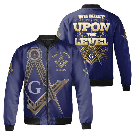 Custom Name Lodge Name Fremasonry We Meet Upon The Level Masonic Bomber Jacket