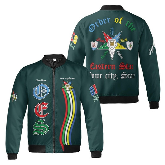 Custom Chapter Name OES Order Of The Eastern Star 1850 Electa Adah Ruth Esther Martha 3D Bomber Jacket Size S-5XL