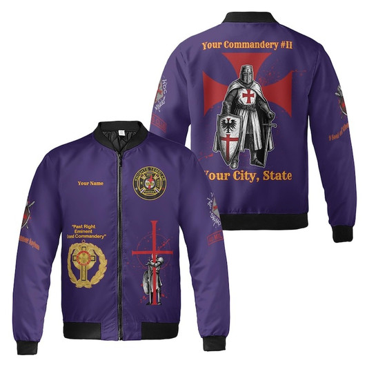 Customize Name Knights Templar Past Eminent Grand Commander 40 Miles Club Freemasonry 3D Bomber Jacket Size S-5XL