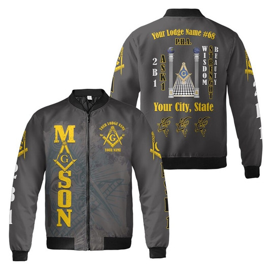Personalized Lodge Name PHA Riding the Goat Freemasonry 3D Bomber Jacket Size S-5XL