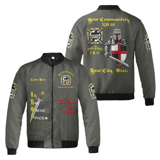 Customize Name Masonic Knights Templar 40 Mile Reward Commander 3D Bomber Jacket Size S-5XL
