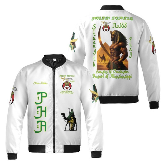 Custom Temple Name Nobles Mystic Shrine AEAONMS Strength & Fury Freemasonry 3D Bomber Jacket Size S-5XL