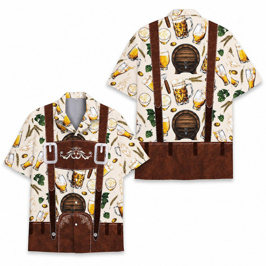 Funny Oktoberfest German Beer Costume Hawaiian Shirt S-5XL