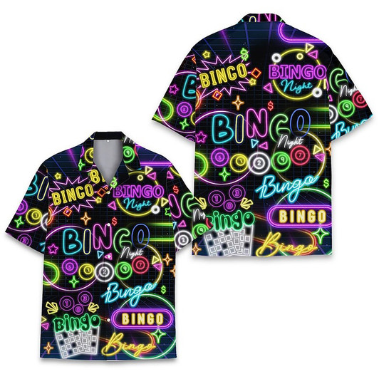 Neon Colorful Bingo Print Hawaiian Shirt S-5XL