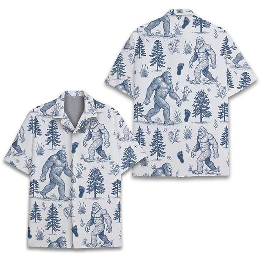 Funny Bigfoot Sasquatch Vintage Yeti Hawaiian Shirt S-5XL