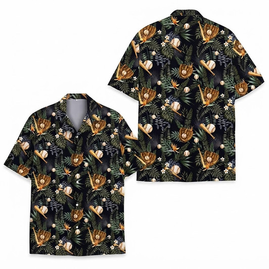 Tropical Baseball Summer Beach Aloha Hawaiian Shirt S-5XL