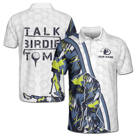 Custom Name Talk Birdie To Me Bigfoot Golf Polo Shirt Size S-5XL