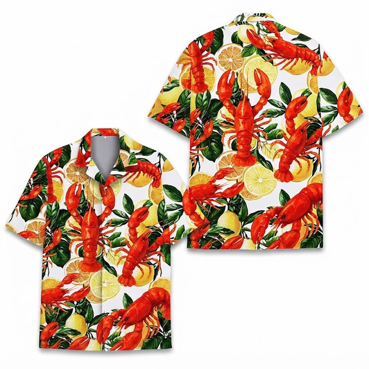 Lobster Seafood Beach Party Hot Sauce Lime Hawaiian Shirt S-5XL
