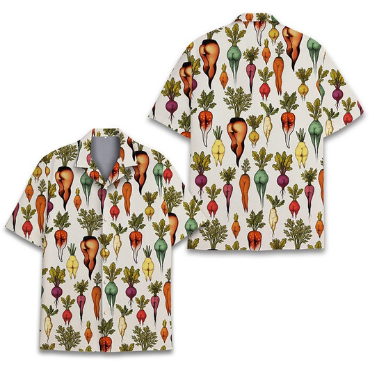 Funny Vegetable Butt Summer Beach Tropical Garden Hawaiian Shirt S-5XL