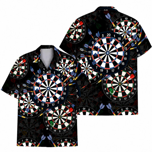 Funny Dartboard Darts Game Bar Pub Party Hawaiian Shirt S-5XL