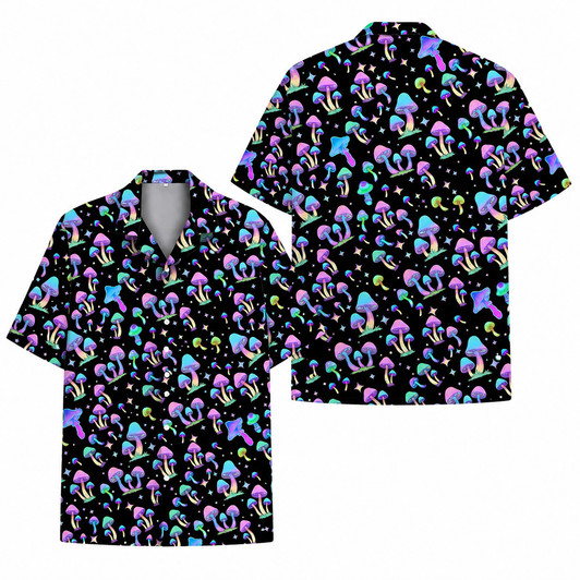 Psychedelic Trippy Mushroom Festival Rave Hawaiian Shirt S-5XL