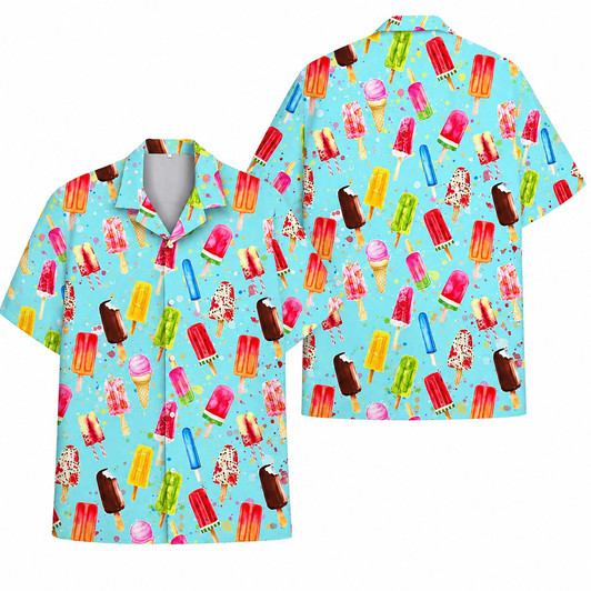 Ice Cream Popsicle Colorful Summer Beach Hawaiian Shirt S-5XL