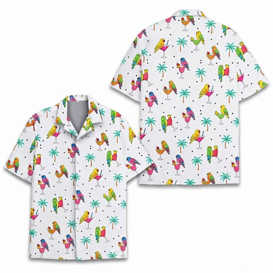 Funny Parrot Tropical Cocktail Summer Beach Hawaiian Shirt S-5XL