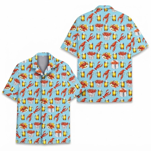 Funny Lobster Hot Sauce Lime Seafood Hawaiian Shirt S-5XL