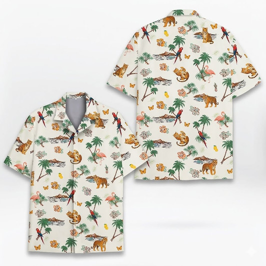 Tropical Tiger Parrot Flamingo Animal Hawaiian Shirt S-5XL