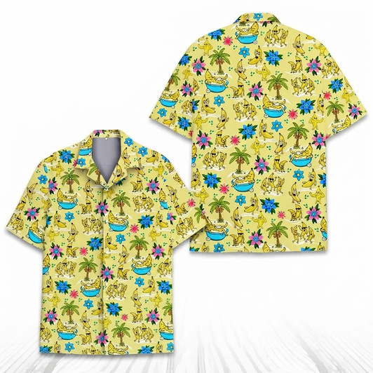 Funny Banana On The Beach Tropical Summer Hawaiian Shirt S-5XL