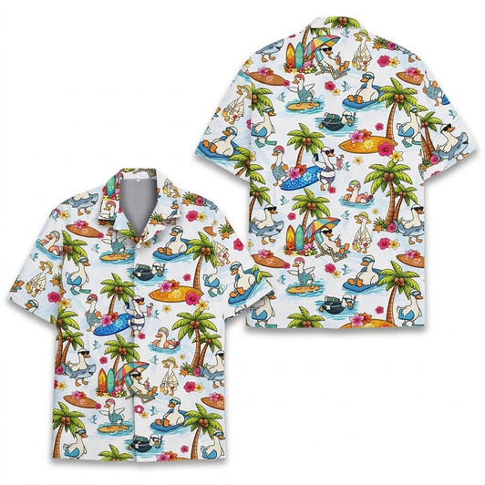 Silly Goose Funny Tropical Summer Beach Hawaiian Shirt S-5XL