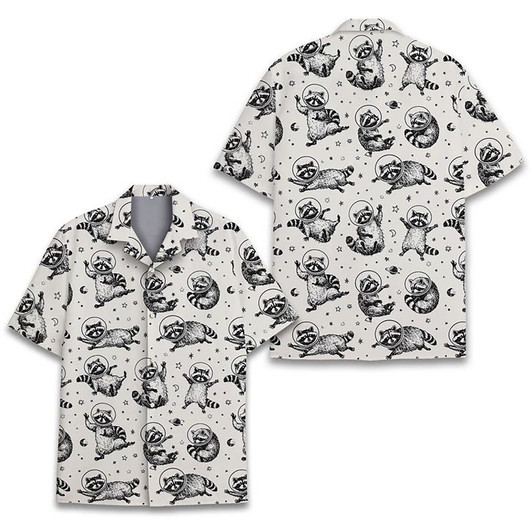 Astronaut Raccoon Space Summer Hawaiian Shirt S-5XL