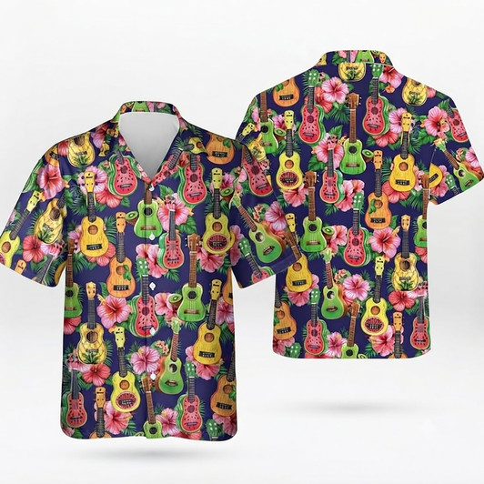 Vibrant Music Ukulele Summer Beach Hawaiian Shirt S-5XL