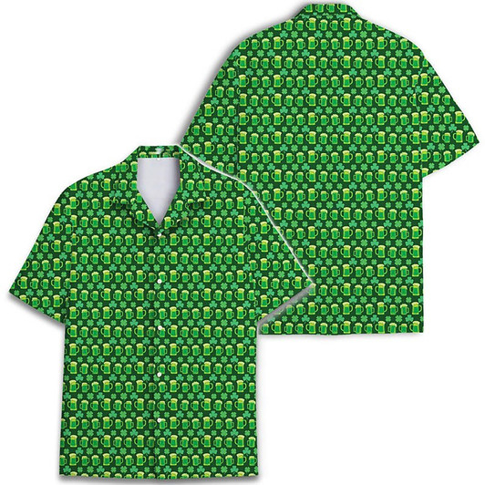 St Patrick's Day Shamrock Beer Hawaiian Shirt S-5XL