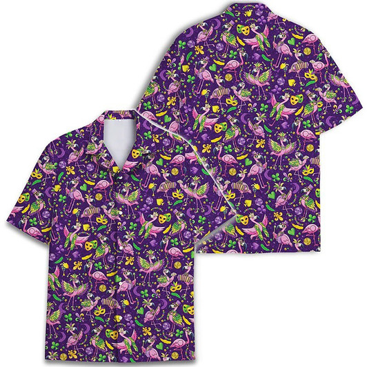 Mardi Gras Flamingo Festival Hawaiian Shirt S-5XL