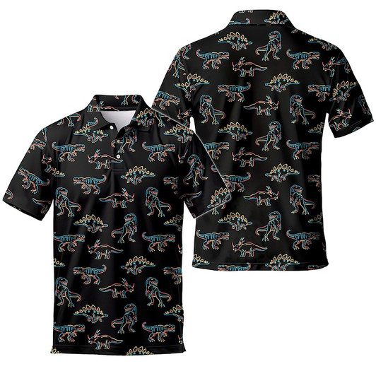 Dinosaur Print Performance Men's Polo Shirt S-5XL