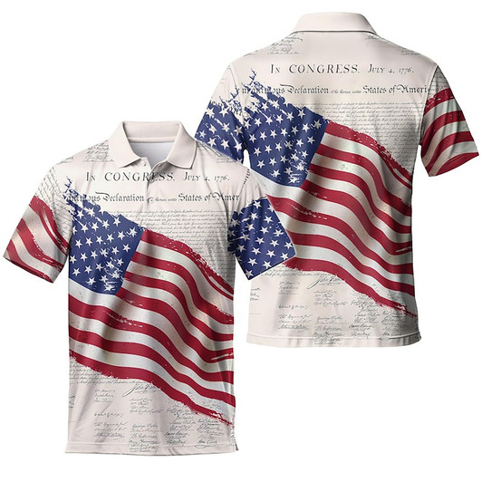 Retro American Flag Vintage Men's Polo Shirt S-5XL