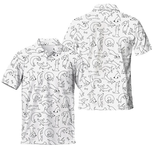 Funny Sausage Dogs Pattern Men's Polo Shirt S-5XL