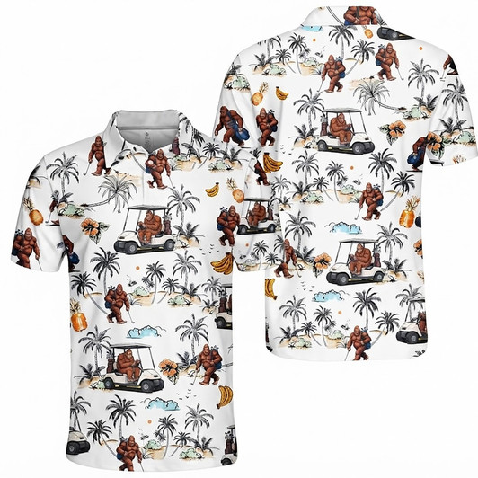 Funny Bigfoot Golf Polo Shirt, Men's Polo Shirt S-5XL