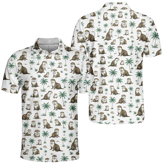 Cute Otter Beach Golf Polo Shirt, Men's Polo Shirt S-5XL