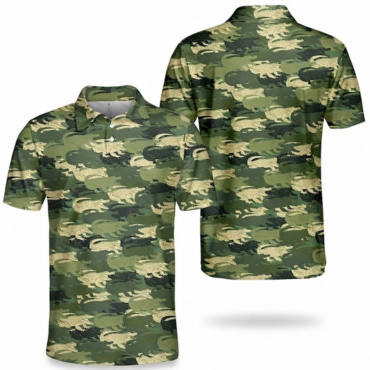 Alligator Camouflage Gator Polo Shirt, Men's Polo Shirt S-5XL