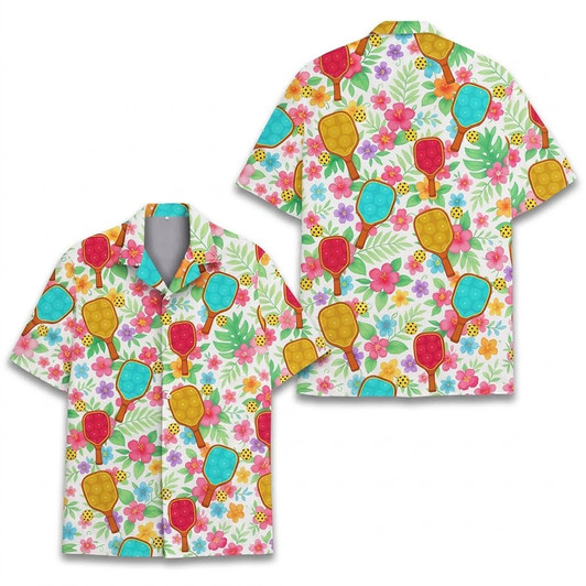 Pickleball Paddle Floral Hawaiian Shirt S-5XL