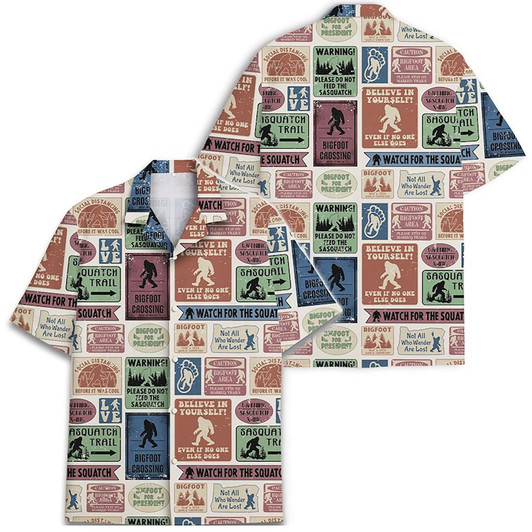 Funny Bigfoot Sasquatch Aloha Hawaiian Shirt S-5XL