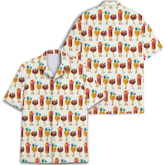 Vintage Pineapple Tiki Retro Aloha Hawaiian Shirt S-5XL