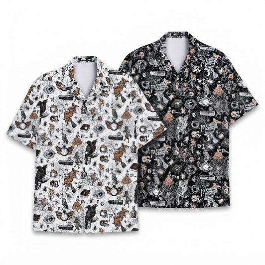 Vintage Halloween Witch Skull Hawaiian Shirt S-5XL
