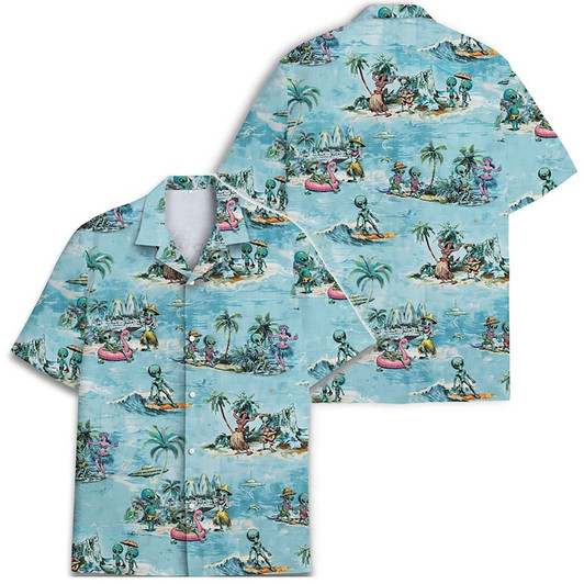 Retro Alien Summer Beach Hawaiian Shirt S-5XL