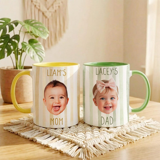 Personalized Baby Face Photo Accent Mug Dad Gift
