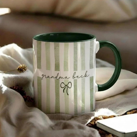 Custom Name Grandma Striped Accent Mug Mother's Day Gift