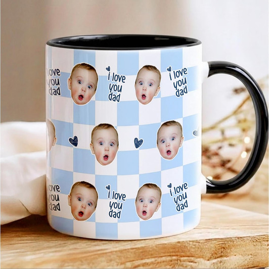 Custom Baby Face Photo On Accent Mug Fathers Day Gift