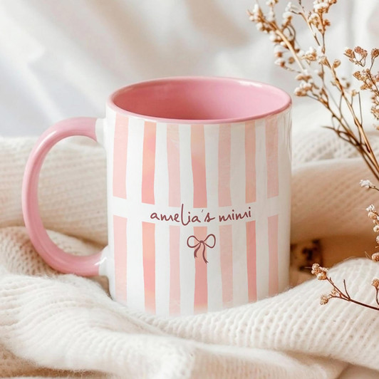 Custom Mimi Striped Accent Mug New Grandma Coffee Cup Gift